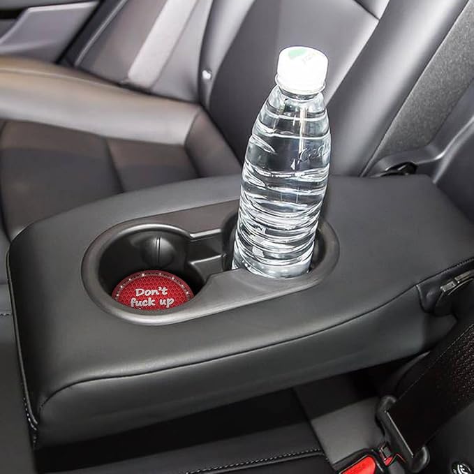 2 Pack Bling Car Coasters for Cup Holder, Crystal Rhinestone 2.75 in Cup Holder Coaster, Silicone Anti-Slip Insert Cup Mats for Women, Interior Accessories Universal for Most Cars (Red)
