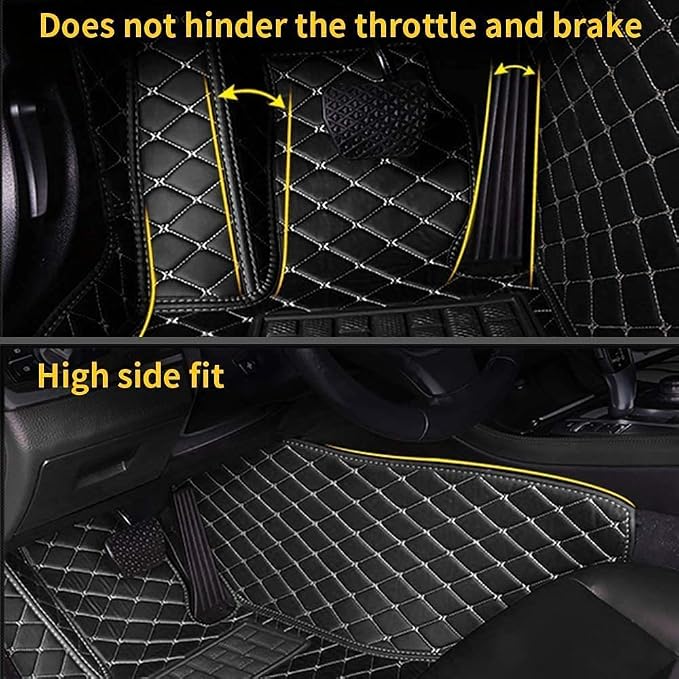 Custom Making Car Floor Mats for 90% Car Model Luxury Leather All Weather Waterproof Anti-Skid Full Coverage Liners (Coffee and Blue)