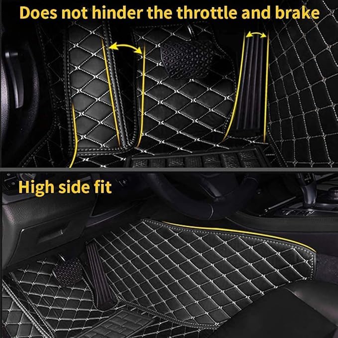 Custom Making Car Floor Mats for 90% Car Model Luxury Leather All Weather Waterproof Anti-Skid Full Coverage Liners (Black and Orange)