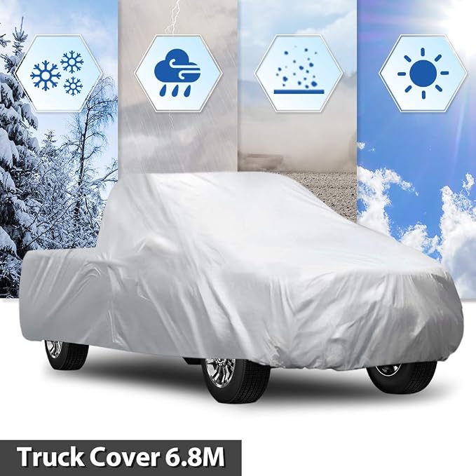 uxcell 6.8M Non-Waterproof All-Weather Truck Cover - UV/Rain/Dust Resistant Protection for Pickup Trucks Only (Fits 6.8m Length)