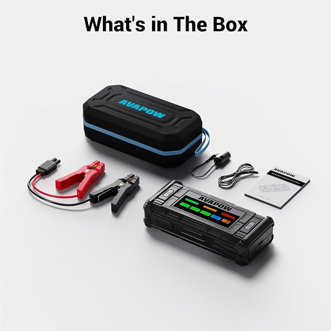 AVAPOW TJ18 5000A Battery Jump Starter Portable with 4" HD Display PD 18W Fast Charging,12V Jump Box, Car Battery Jump Starter for 8.0L Gas & Diesel Engines