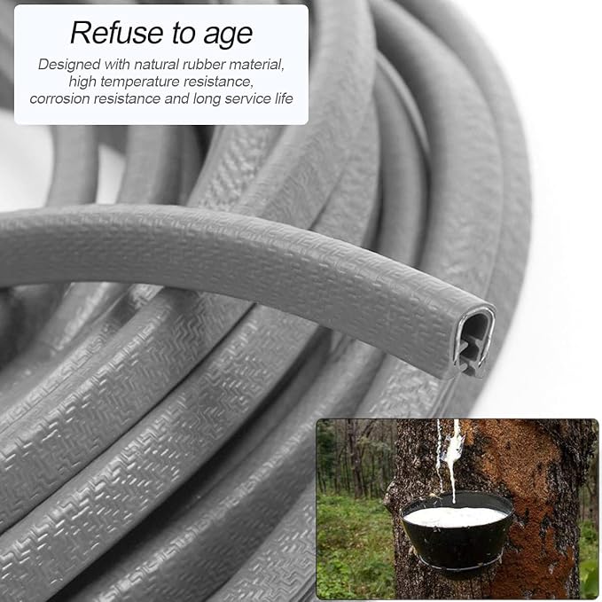 Car Door Edge Guards, 32Ft Universal Rubber Seal Protector U Shape Edge Trim Car Door Edge Protection for Most Car, Aluminum Boat Edge Guards (Gray/32FT) | Universal fit, most cars/SUVs/trucks, rubber seal, press-on channel, no glue, check thick strips...