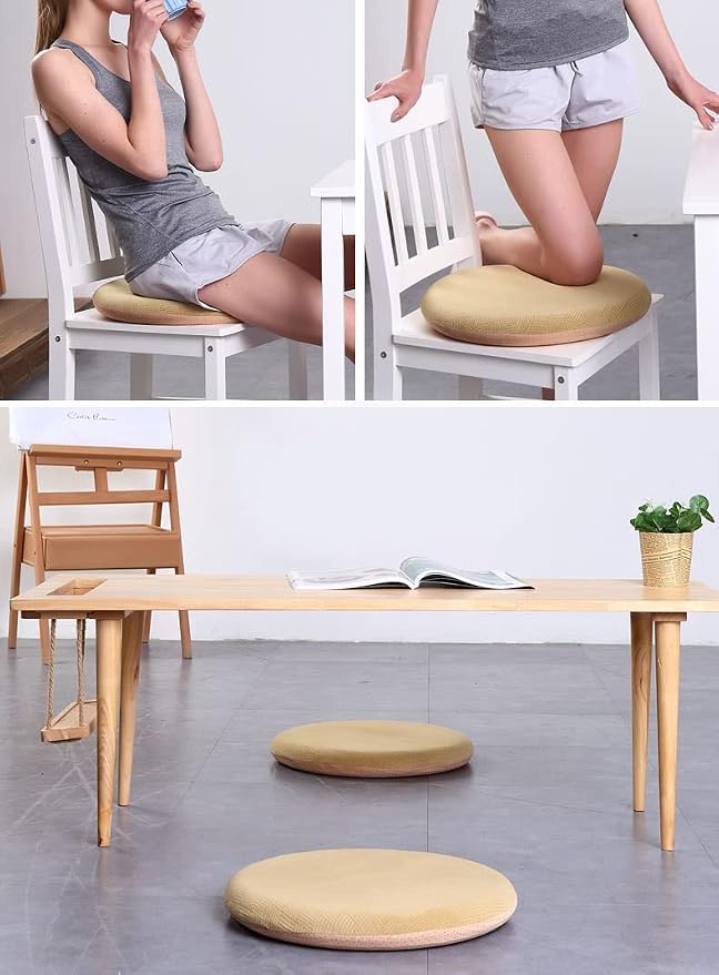 Sigmat Memory Foam Seat Cushion Anti-Slip Soft Round Stool Cushion Chair Pad 20 Inch Camel