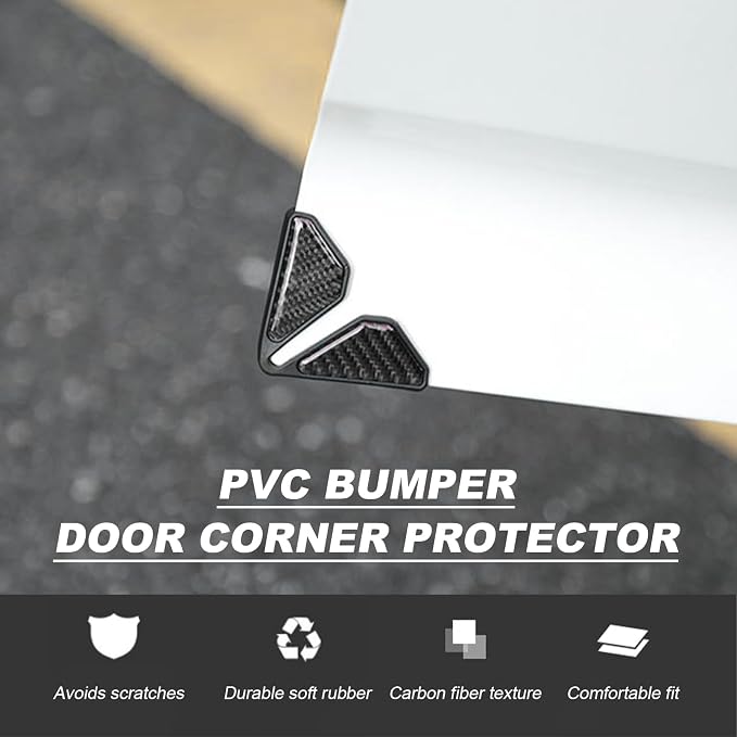 DXNQ 2 PCS Car Door Corner Protector Edge Guards, Real Carbon Fiber Anti-Collision Car Door Edge Protector, Self-Adhesive Decorative Auto Corner Protect, Vehicle Exterior Accessories (Black)