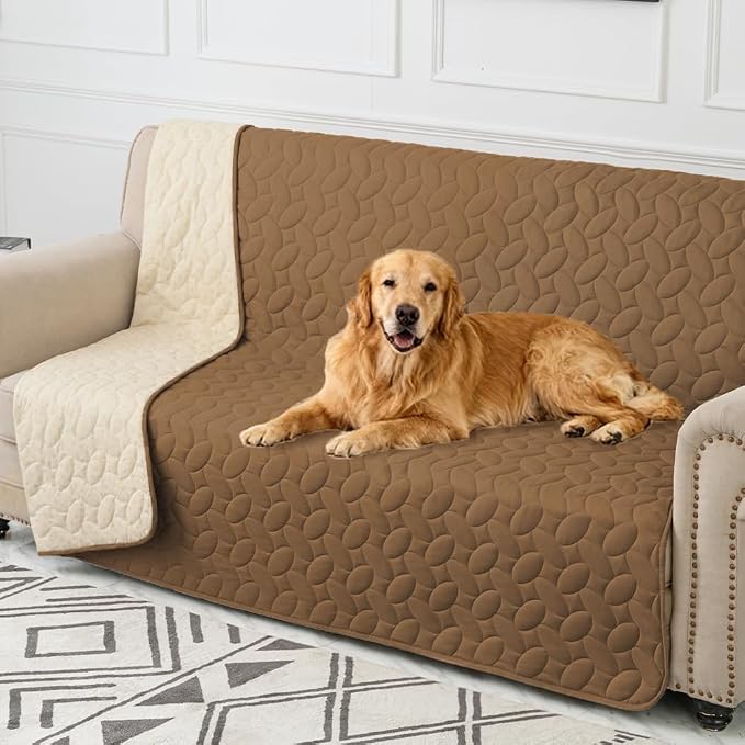 Ameritex Waterproof Pet Bed Cover Anti-Slip Dog Bed Blanket for Sofa and Furniture Waterproof New Pattern Design (Camel, 82x102 Inch (Pack of 1))