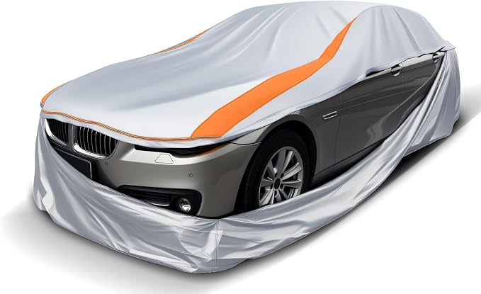 Sliver Full Enclosed Car Cover Universal Fit VW Beetle/Golf,Porsche Boxster,350z/370z,Audi TT/A3,BMW Z4,Supra A90/Integra,BRZ,RX-8,Clubman Sedan/Coupe/Hatchback/Cabrio Length 165-177 in