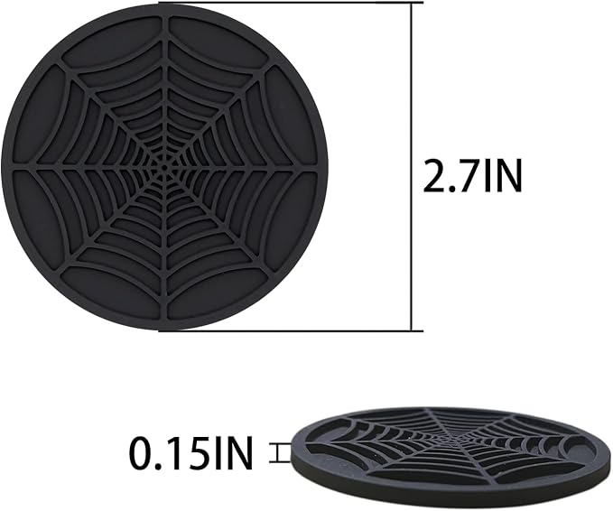 Car Cup Holder Coaster, 1 Pack Universal Auto Anti Slip Cup Holder Insert Ornaments Coaster, Durable, Suitable for Most Car Interior Accessories (Black-Spider Web Cup holder-1pack)
