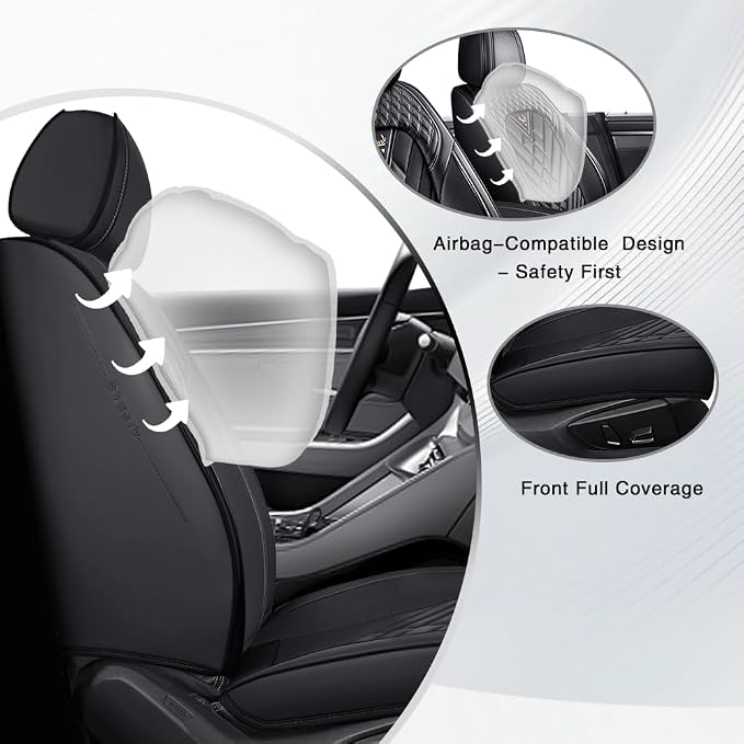 Fit for Toyota Venza Seat Covers 2009-2026,Premium Leather, 360° Full Protection, Thick Padding & Memory Foam, Waterproof & Stain-Resistant Car Seat Cover Front Set (2 Seat,Black)