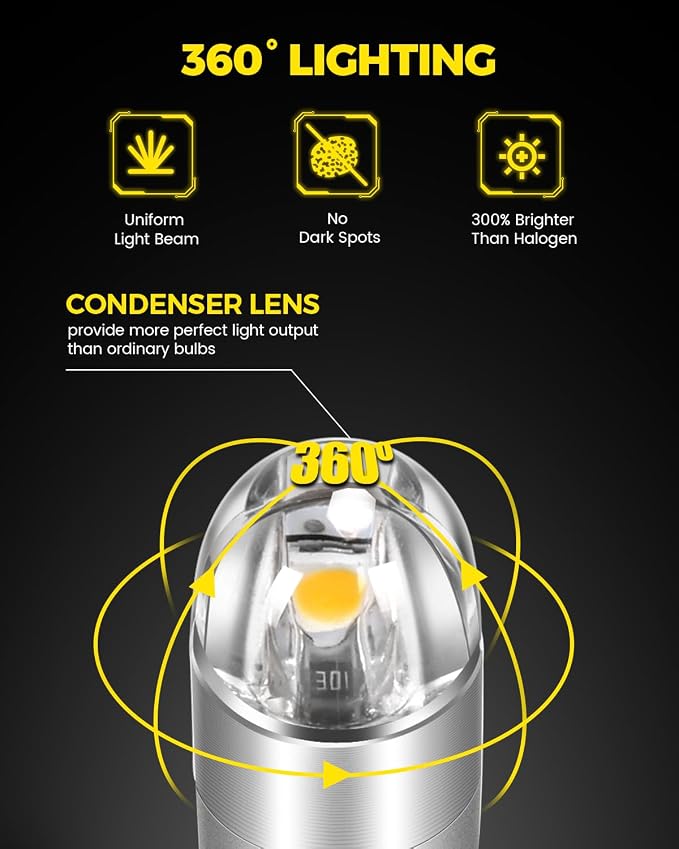 BANGO 194 LED Bulb, Super Bright 168 T10 2825 W5W LED Replacement Bulbs for Car Interior Dome Map Door Courtesy Trunk Side Marker License Plate Lights, Warm White (Pack of 10)