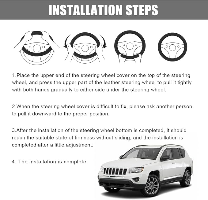 Car Steering Wheel Cover, 15 Inch Anti-Slip Breathable Leather Auto Steering Wheel Protector, Full Surround Soft Steering Wheel Cover for Men Women, Car Interior Accessories (Blue & White)