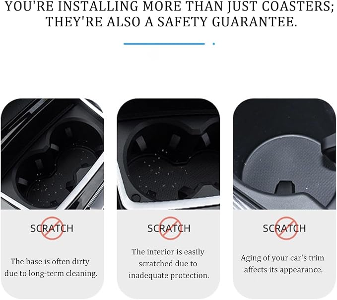 4PCS Car Cup Holder Coaster, Silicone Non-Slip Shockproof Vehicle Drink Cup Insert Mat, Dustproof Embedded Automotive Interior Water Bottle Pad, Universal for SUV Van Truck (Black)
