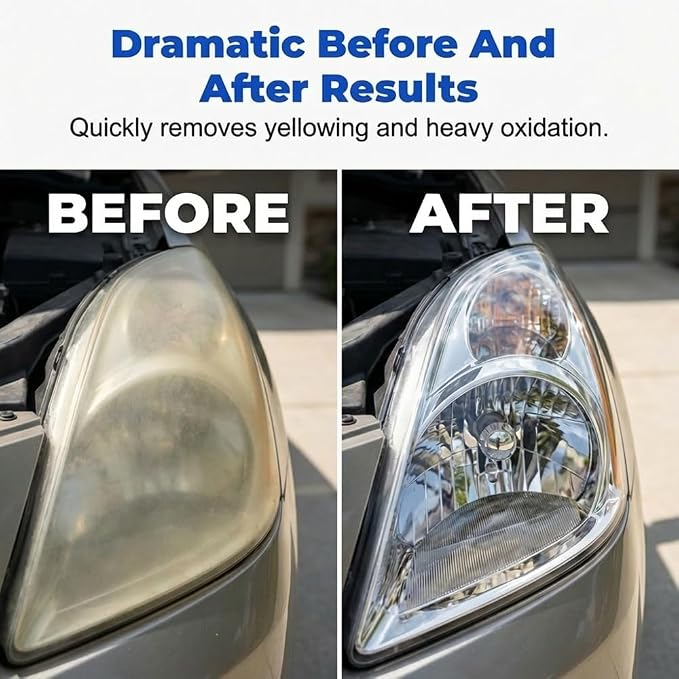Headlight Restoration Kit No Sanding, Car Headlight Restorer for Cloudy Yellowed Lenses, Headlight Restoration Polish with Coating, Easy 3-Step for Cars Trucks SUVs (Set 1)