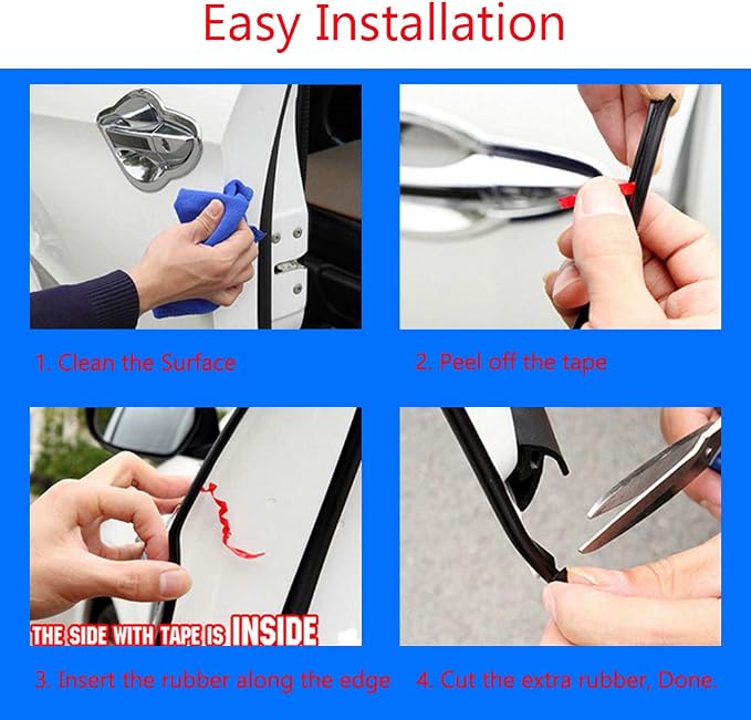 ESUPPORT U Shape Car Door Moulding Protector Strip Edge Guard Trim Seal | 16ft 5M U Shape Auto Rubber Protect Stripping Anti-Scratch Anti-Collision Guards Black