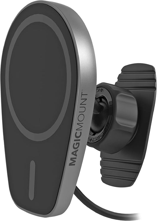 Scosche MPQMD-SP MagicMount Charge Pro Qi2 Fast Wireless Charging MagSafe Car Mount Charger, 15W Magnetic Cell Phone Holder for Car Dashboard Compatible with iPhone 16/15/14/13/12 Pro Max Plus, S25
