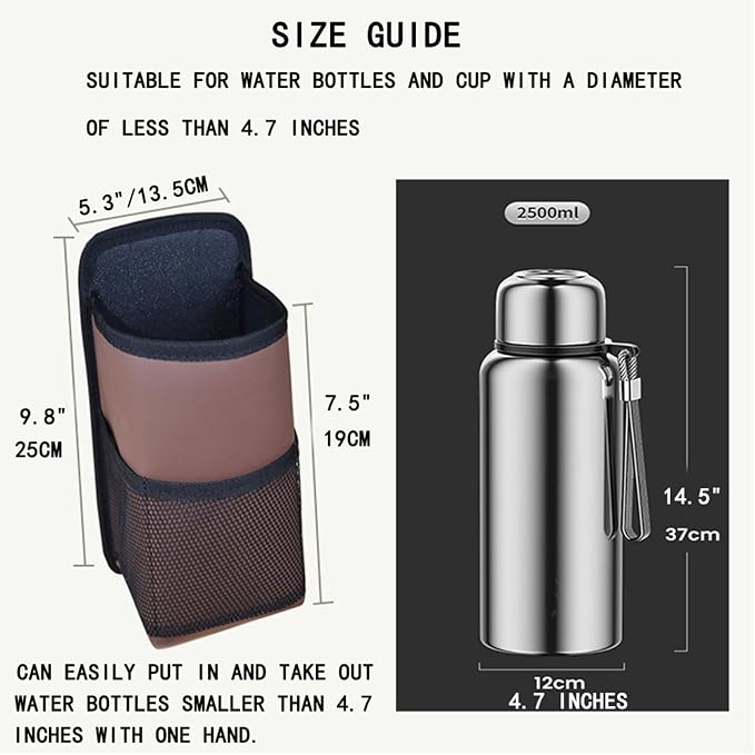 Large Car Cup Holder Expander Water Bottles, Big Drinks Holder Bag(Black) | Fits Large 24/36/40/46oz Water Bottles,- Universal Auto Vehicle for Cars, SUV & Truck RV's golf-carts