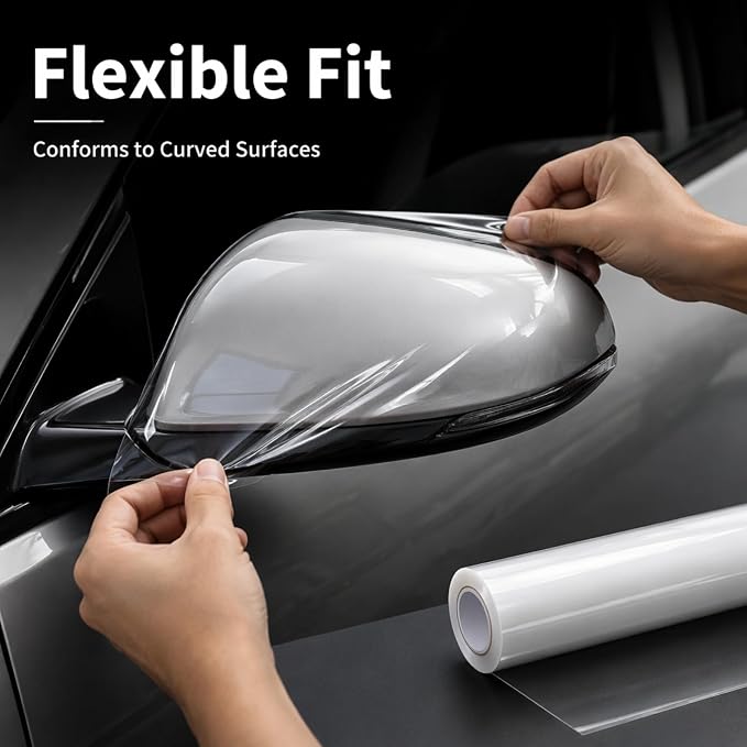 MHOO Car Premium TPH Clear Paint Protection Vinyl Film 7.5Mil Paint Protection Film Gloss Clear Self Healing Auto Bra Vinyl Wrap Invisible Scratches Car wrap (TPH7.5 Mils High-Gloss, 5X6ft)
