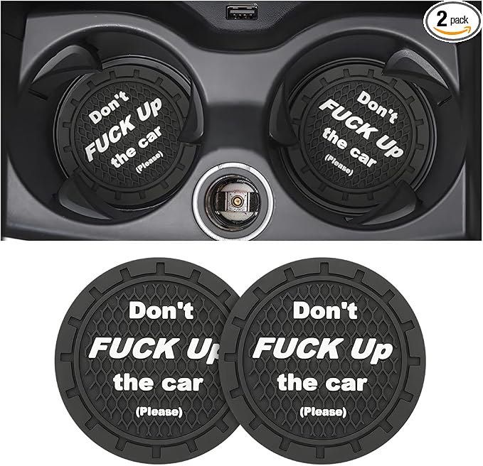 8sanlione 2 Pack Car Cup Holder Coasters, 2.75 Inch Non-Slip PVC Insert Cup Coaster, Anti-Scratch Auto Cup Mats for Women Men, Vehicle Interior Accessories Universal for Car, SUV, Truck (C Black/2PCS)