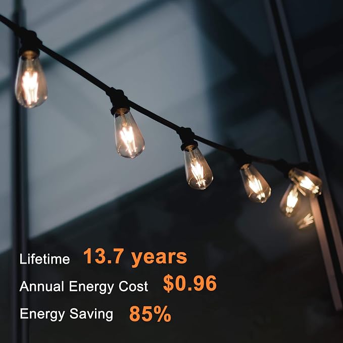 TJOY LED Edison Light Bulbs, E26 Dimmable Vintage Bulb, 8W = 60W Equivalent | Warm White 2700K, 800LM, E26 Base, ST19/58, 80+ CRI, Clear Glass, Antique Decorative Filament Bulb for Living Room, 10 Pack