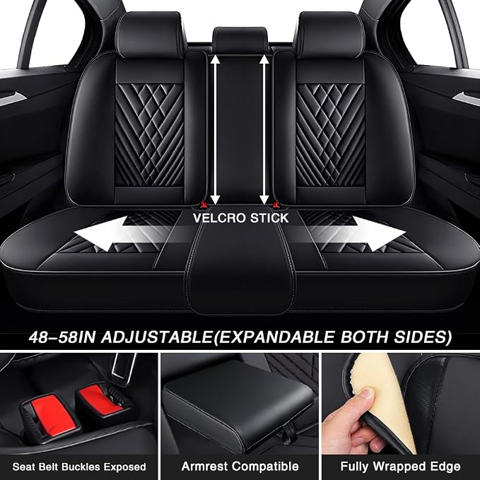 Fit for Toyota Corolla Seat Covers 2001-2026,Premium Leather, 360° Full Protection, Thick Padding & Memory Foam, Waterproof & Stain-Resistant Car Seat Cover Full Set (5 Seat,Black)