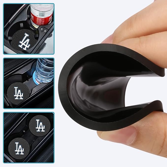 Baseball Fans Car Cup Holder Coasters for LA Dodgers Fans, 2 Pack Dodgers Silicone Non-Slip Cup Mats, 2.75" Car Cup Holder Inserts for Auto Interior