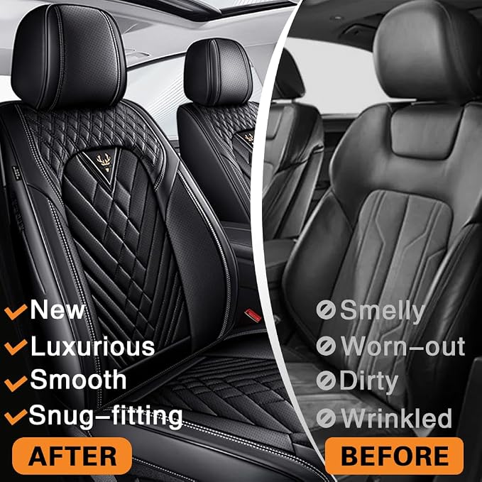 Fit for Toyota RAV4 Seat Covers 2001-2026,Premium Leather, 360° Full Protection, Thick Padding & Memory Foam, Waterproof & Stain-Resistant Car Seat Cover Full Set (5 Seat,Black)