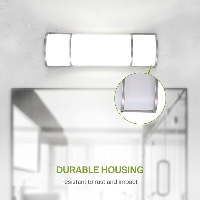 ASD LED 18" Vanity Flush Mount Light Fixture, Linear Bathroom Lighting Bar | 3CCT, Dimmable, ETL Listed | 20W 2300LM 3000-5000K 100-277V | Long Tube Bath Wall Sconce Over Mirror | Nickel, 4 Pack
