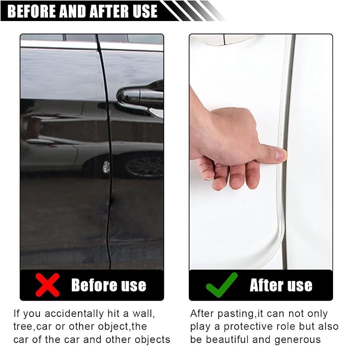 32Ft(10M) Car Door Edge Protector, Anti-Collision Strip, Entry Guard, No Glue Protective Strip, Automotive Trim (Clear)