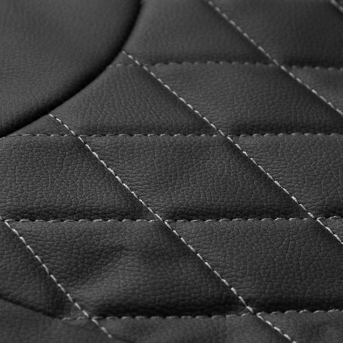 Motor Trend Black Stitched Faux Leather Car Seat Covers – Premium Automotive Bucket Front Seat Covers, Made for Vehicles with Removable Headrests, Fits Most Car Truck SUV