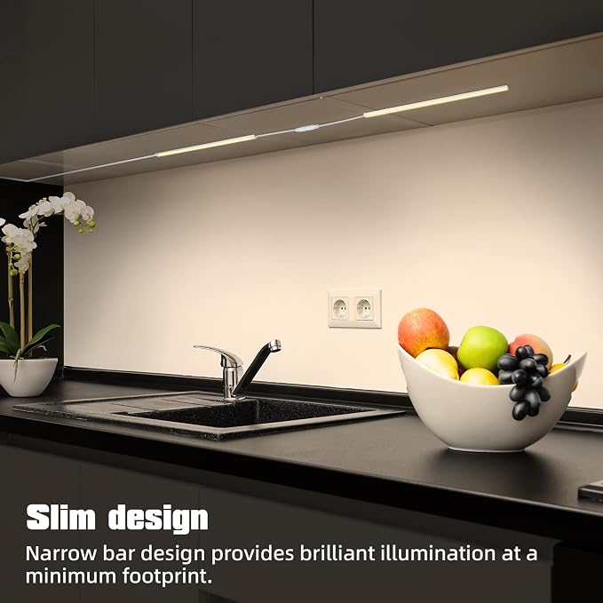 LED Under Cabinet Lighting, 2pcs x 12 Inch Dimmable, USB Plug-in Under Counter Lights with Memory Function, Natural White 4000K