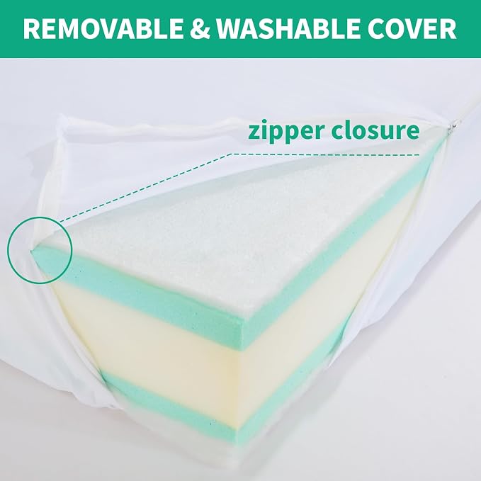 HOMBYS Memory Foam Couch Cushion Replacement, High Density Upholstery Foam Wrapped with Memory Foam & Polyester Batting, Sofa Cushions Inserts with Dacron Fiber Layer,with Removable Cover,5"x24"x27"