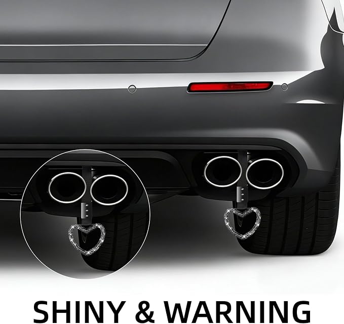 NBTEPEM Bling Heart Handle Ring Bling Car Accessories for Women Handle Strap Drift Charm Rear Bumper Warning Ring Tsurikawa Heart Decor for Car Interior Exterior Decoration (Black, Heart Style)