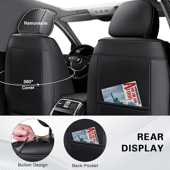 Fit for Toyota C-HR Seat Covers 2018-2022,Premium Leather, 360° Full Protection, Thick Padding & Memory Foam, Waterproof & Stain-Resistant Car Seat Cover Full Set (5 Seat,Black&Gray)