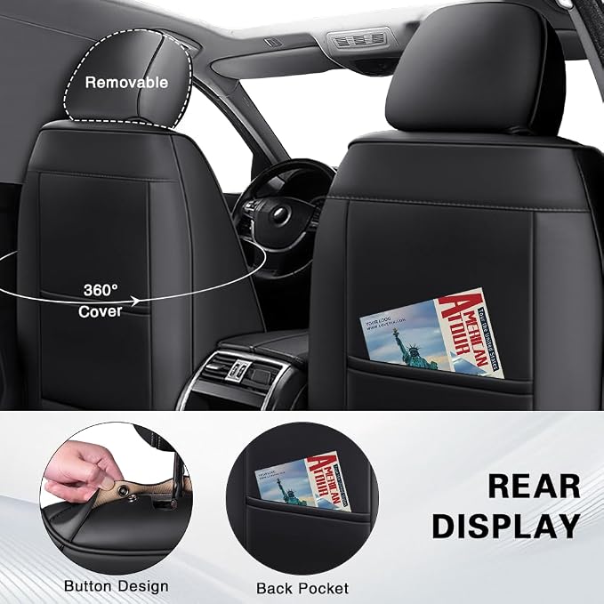 Fit for Toyota Crown Seat Covers 2023-2026,Premium Leather, 360° Full Protection, Thick Padding & Memory Foam, Waterproof & Stain-Resistant Car Seat Cover Front Set (2 Seat,Black&Gray)
