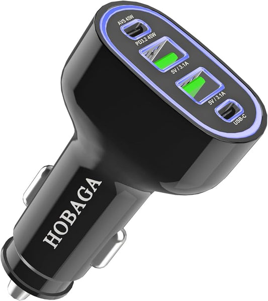 USB C Car Charger Adapter, PD 3.2 QC 5.0 Fast car Charger, 4-Port Multi Car Phone Charger Compatible with iPhone 17 16 15 1413 Pro Max, Samsung Galaxy S25 24 Ultra and More