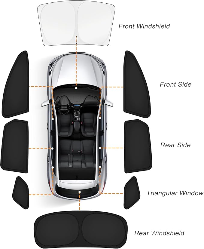 KUST Car Window Shades for Subaru Forester 2025-2026 Windshield Sun Shade Side Window Cover UV Block Privacy Protection Accessories for Camping Blackout Rear Back Full Set 8PCS
