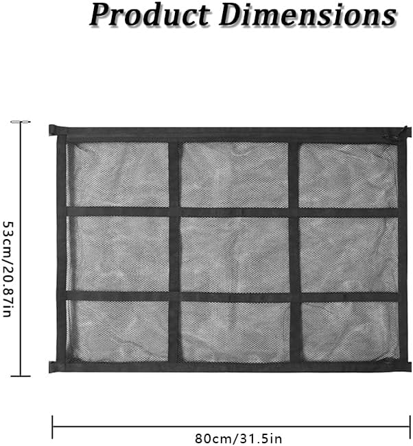 Car Ceiling Cargo Net Pocket for Honda Element 2000–2011, Car Roof Storage Organizer, Double Layer Overhead Cargo Net for Auto with Zip Closure for Trip, Camping,A