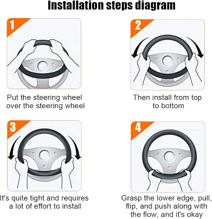 Carbon Fiber Car Steering Wheel Cover, Leather Breathable Automotive Wheel Protector, 15 Inch Anti-Slip Vehicle Interior Steering Accessories, Universal for SUV Truck Sedan (Silver Gray)