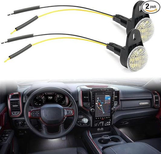 LED Interior Footwell Light with Harness for Jee'p Wrangler TJ Cherokee XJ | Grand Cherokee ZJ Ram 1500 2500 3500 LED Under Dashboard Courtesy Floorboard Lamp Assembly Xenon White 6000K 2Pcs