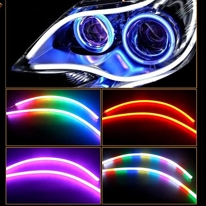 Car Headlight LED Strips, LEDCARE 24 Inch Exterior Car Lights with Dreamcolor Chasing, Flexible Waterproof LED Daytime Running Light Strip with Wireless APP Control, 2-Pack