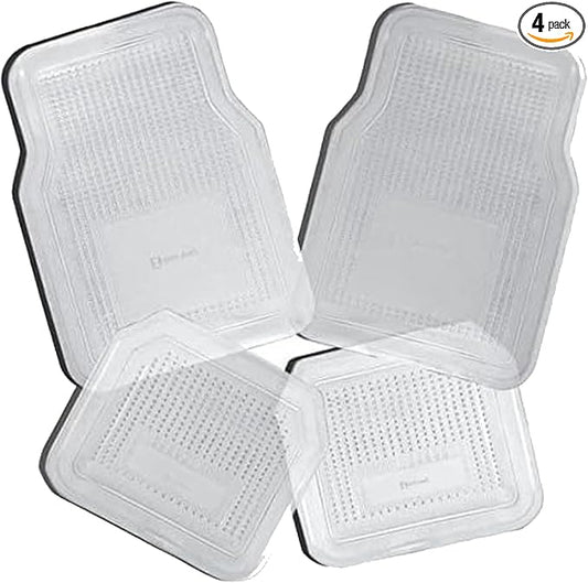 Zento Deals Car Floor Mat - Clear All Weather Floor Mat - Heavy Duty Weather Protection Mats – Universal Fit 4pc Front and Rear – Non Slip Car Van SUV Protection Liner