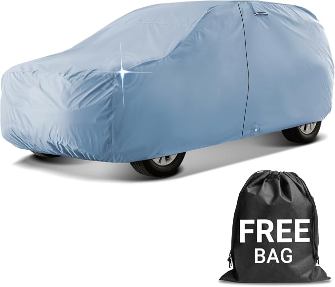 iCarCover 18-Layers Premium Universal Fit SUV Car Cover Waterproof All Weather Sun Rain Snow UV Protection Outdoor Indoor Full Exterior Covers for Automobiles Sedan Hatch Coupe Fit for 145-154 inch