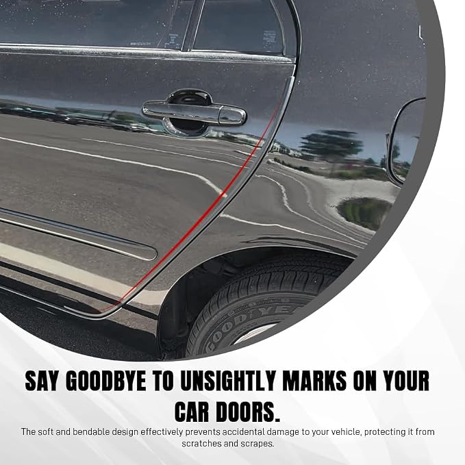 Car Door Edge Guards, Car Door Protector, 16Ft Rubber Seal Protector U Shape Edge Trim, Anti-Collision Auto Door Entry Guard Protective Strip Universal for Most Vehicles (Black, 5M)