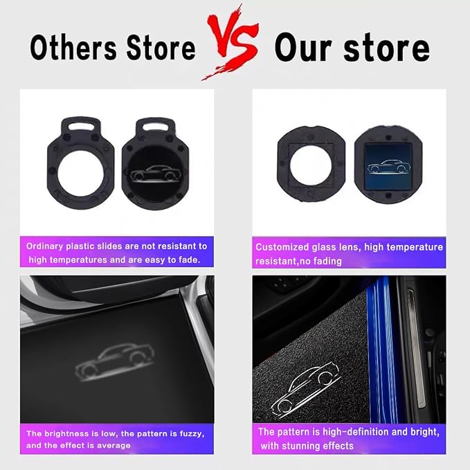 2PCS Never Fade Door Lights Logo for Dodge Challenger 2015-present, Courtesy LED Welcome Puddle Projection Light Lamps Accessories (CAR)
