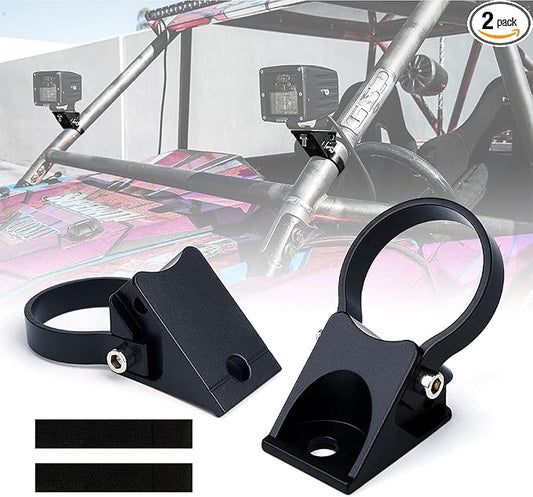 Xprite 2 Inch Roll Bar Mounting Brackets, Universal Adjustable LED Light Bar Brackets, Roll Cage & Bull Clip Holder for UTV ATV Can Am Maverick X3 Polaris RZR XP and More Models
