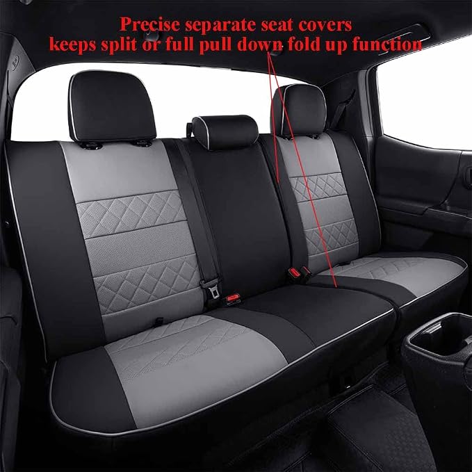 EKR Silverado Seat Covers Custom Fit for (Crew Cab) 2014 2015 2016 2017 2018 Chevrolet Silverado 1500 & HD 2500/3500 WT/LS/LT/LT/High Country/Custom,Faux Leather (Black/Gray)