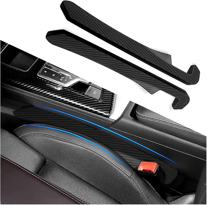 IHOTDER 2PCS Car Seat Gap Filler,Super Flexible Car Side Seat Gap Filler CCar interior Accessories,Universal Car Organizer Between Seats for Tightly Filling Seat Gaps(Carbon Fiber/2PCS)…