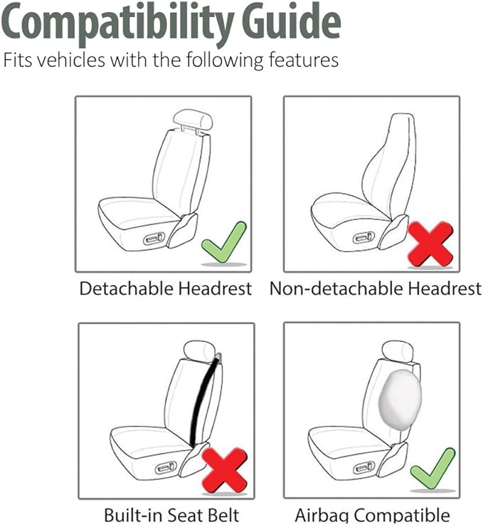 FH Group Front Set Cloth Car Seat Covers for Low Back Car Seats with Removable Headrest, Universal Fit, Airbag Compatible Seat Cover for SUV, Sedan, Van, Beige