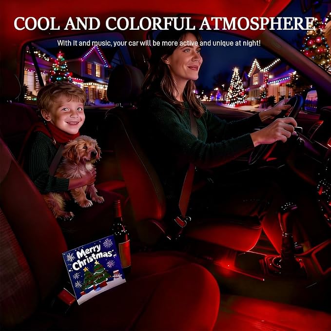 Car LED Strip Light, Car Interior Lights, 12V 24 LED Auto Under Dash Atmosphere Lights with USB Port, Auto Atmosphere Under Dash Lighting Kit for Vehicles (Red, Cigarette Lighter)
