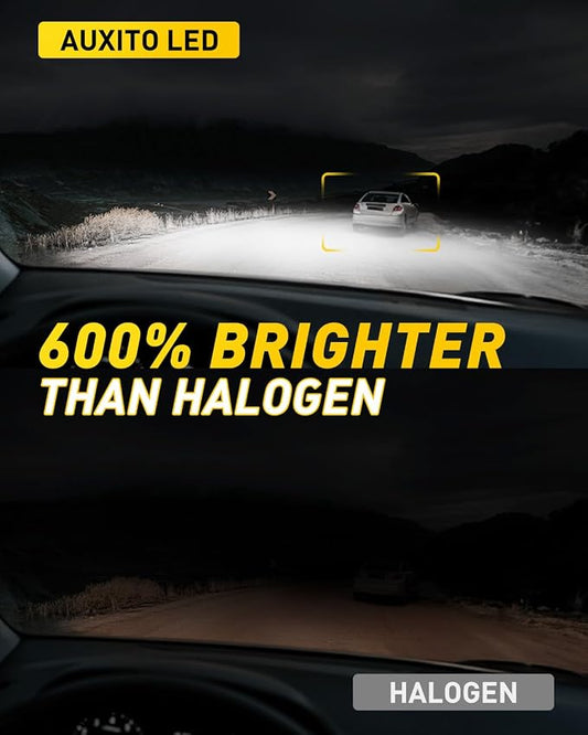 "AUXITO H3 LED Bulb, 16,000LM 600% Super Brighter, 10 Years Lifespan, 1:1 Size Plug-n-Play, 100% Perfect Installation, H3 LED Fog Light Bulb for Fog Lamp, DRL, Canbus Ready, Pack of 2". | 1:1 Size Plug-n-Play, 100% Perfect Installation, H3 LED Fog Ligh...