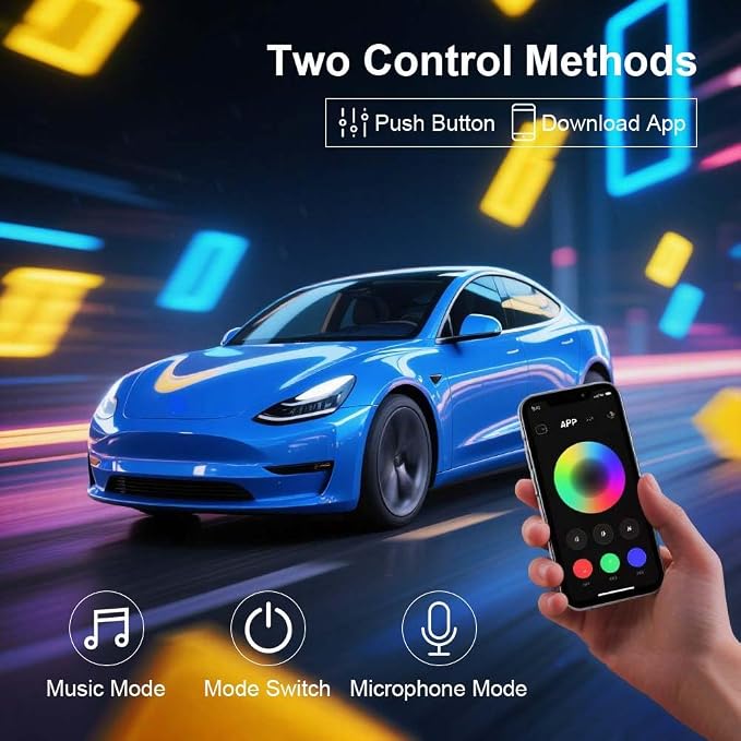 RGB 22 in 1 Interior Car LED Strip Light with Wireless APP,16 Million Interior Lights Car Dreamcolor Acrylic Ambient Lighting 600 LED Music Sync Neon Lights Kits (22 in 1 Set + App Control)